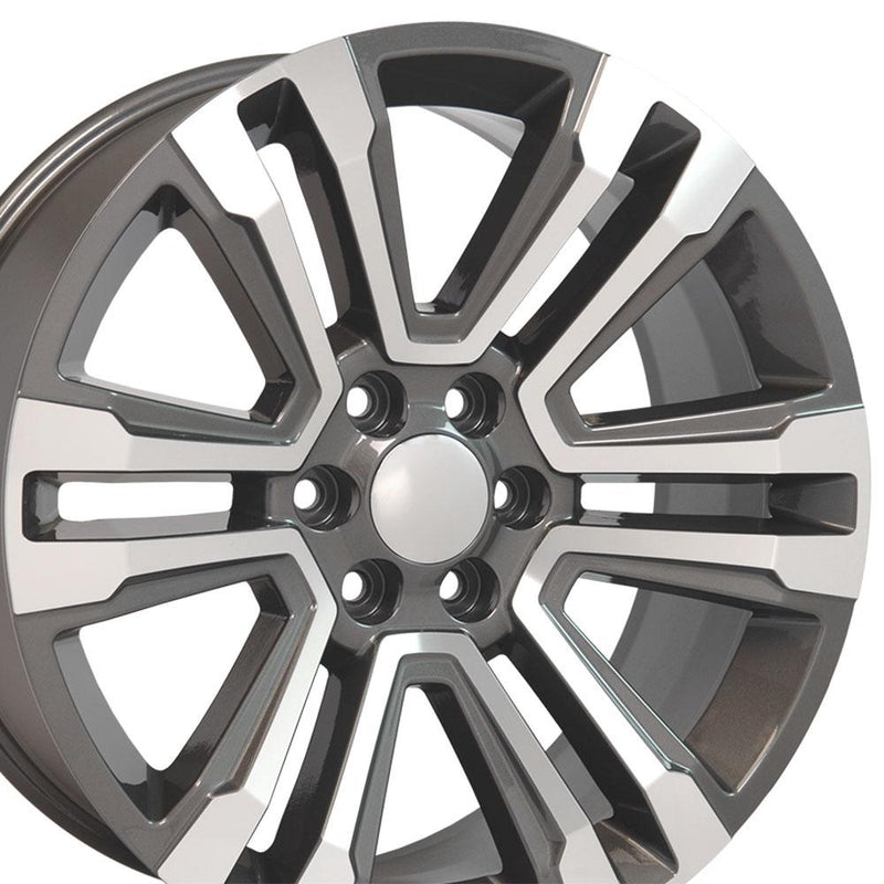 OE Wheels CV44 22x9 6x139.7 24et Gloss Gunmetal Machined Wheel