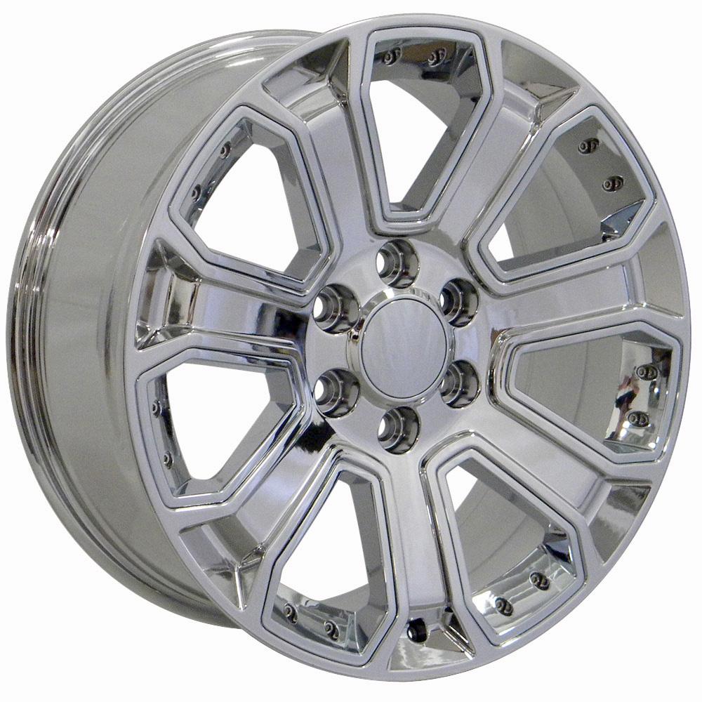 OE Wheels CV93B 22x9 6x139.7 24et Chrome with Chrome Insert Wheel SS: 9510081 - View 3