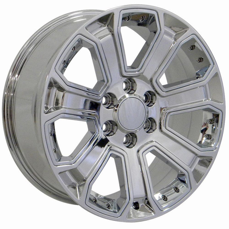 OE Wheels CV93B 22x9 6x139.7 24et Chrome with Chrome Insert Wheel SS: 9510081 - View 3