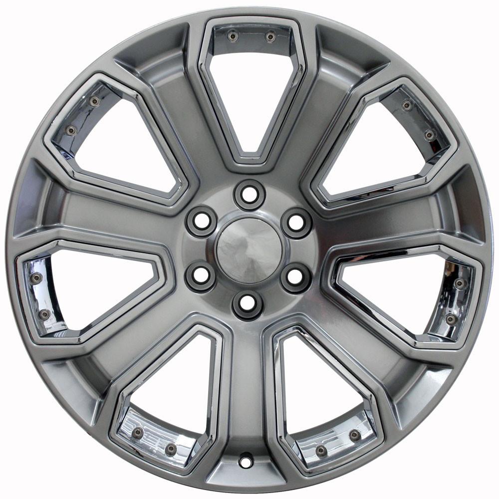 OE Wheels CV93B 22x9 6x139.7 31et Gloss Hyper Black with Chrome Insert Wheel - View 2
