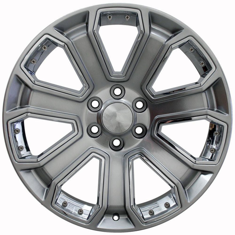 OE Wheels CV93B 22x9 6x139.7 31et Gloss Hyper Black with Chrome Insert Wheel - View 2