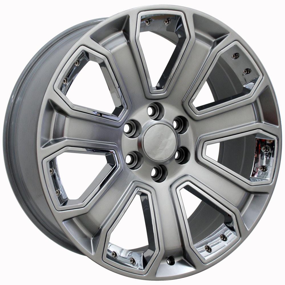 OE Wheels CV93B 22x9 6x139.7 31et Gloss Hyper Black with Chrome Insert Wheel - View 3