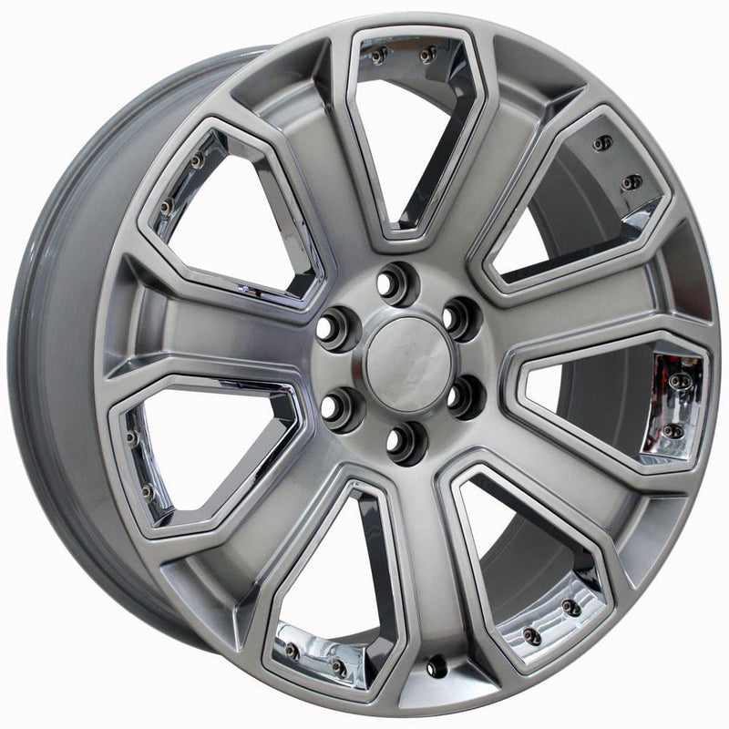 OE Wheels CV93B 22x9 6x139.7 31et Gloss Hyper Black with Chrome Insert Wheel - View 3