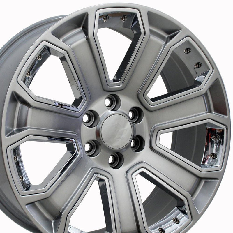 OE Wheels CV93B 22x9 6x139.7 31et Gloss Hyper Black with Chrome Insert Wheel