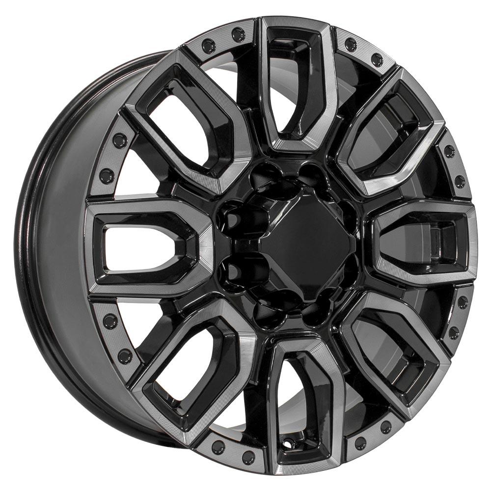 OE Wheels CV97A 20x8.5 8x165.1 12et Gloss Black with Milled Edge with Tinted Clear Wheel - View 3