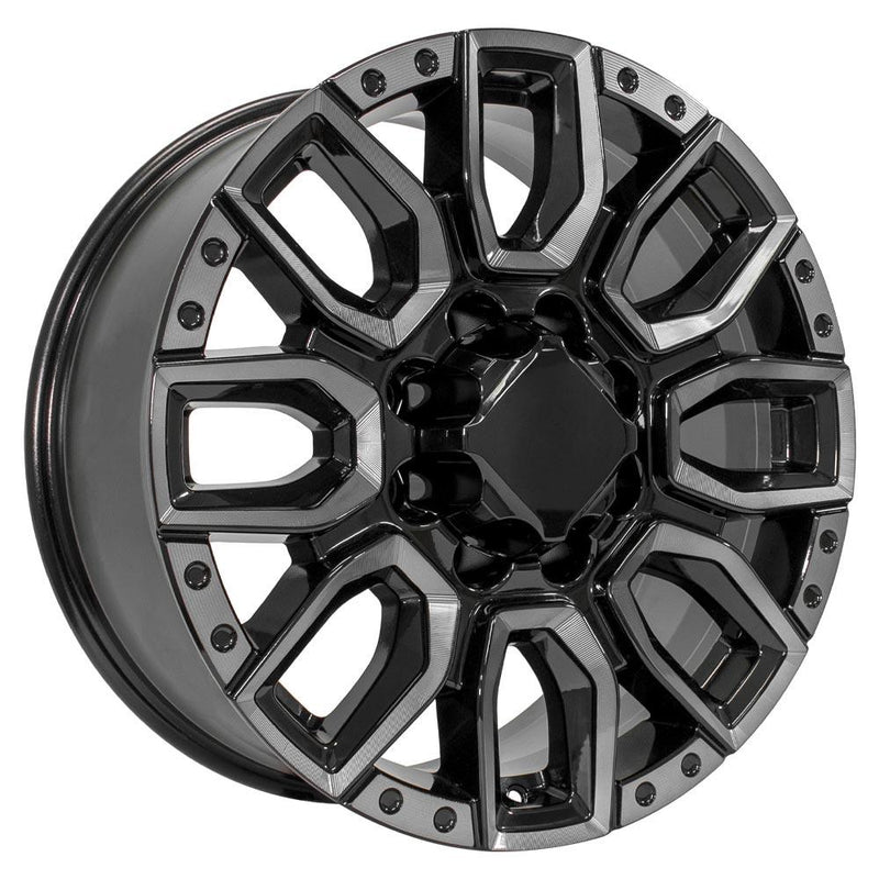 OE Wheels CV97A 20x8.5 8x165.1 12et Gloss Black with Milled Edge with Tinted Clear Wheel - View 3
