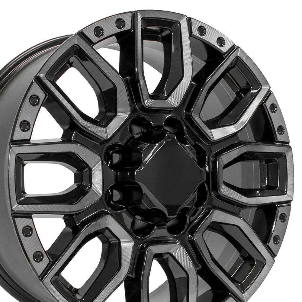 OE Wheels CV97A 20x8.5 8x165.1 12et Gloss Black with Milled Edge with Tinted Clear Wheel