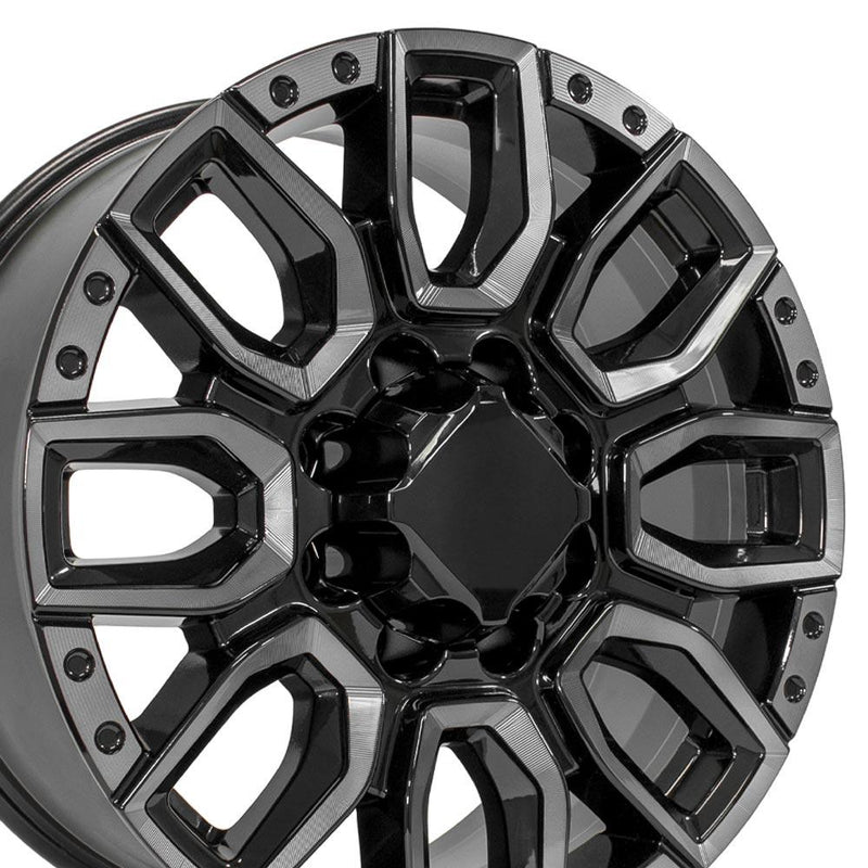 OE Wheels CV97A 20x8.5 8x165.1 12et Gloss Black with Milled Edge with Tinted Clear Wheel