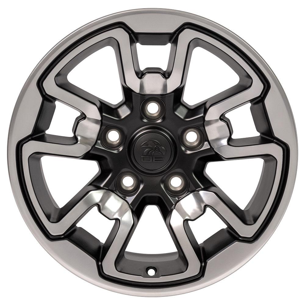 OE Wheels DG55 17x8 5x139.7 18et Satin Black with Polished Face Wheel - View 2