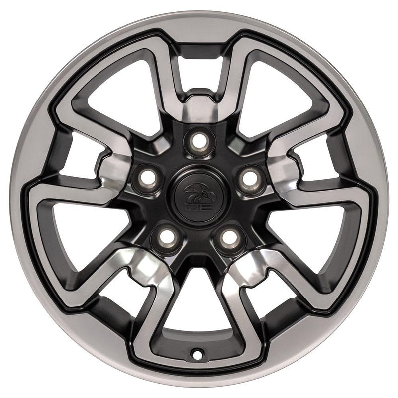 OE Wheels DG55 17x8 5x139.7 18et Satin Black with Polished Face Wheel - View 2
