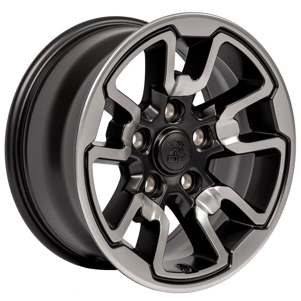 OE Wheels DG55 17x8 5x139.7 18et Satin Black with Polished Face Wheel - View 3