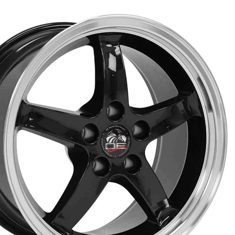 OE Wheels FR04B 17x9 5x114.3 24et Gloss Black Machined Lip Wheel